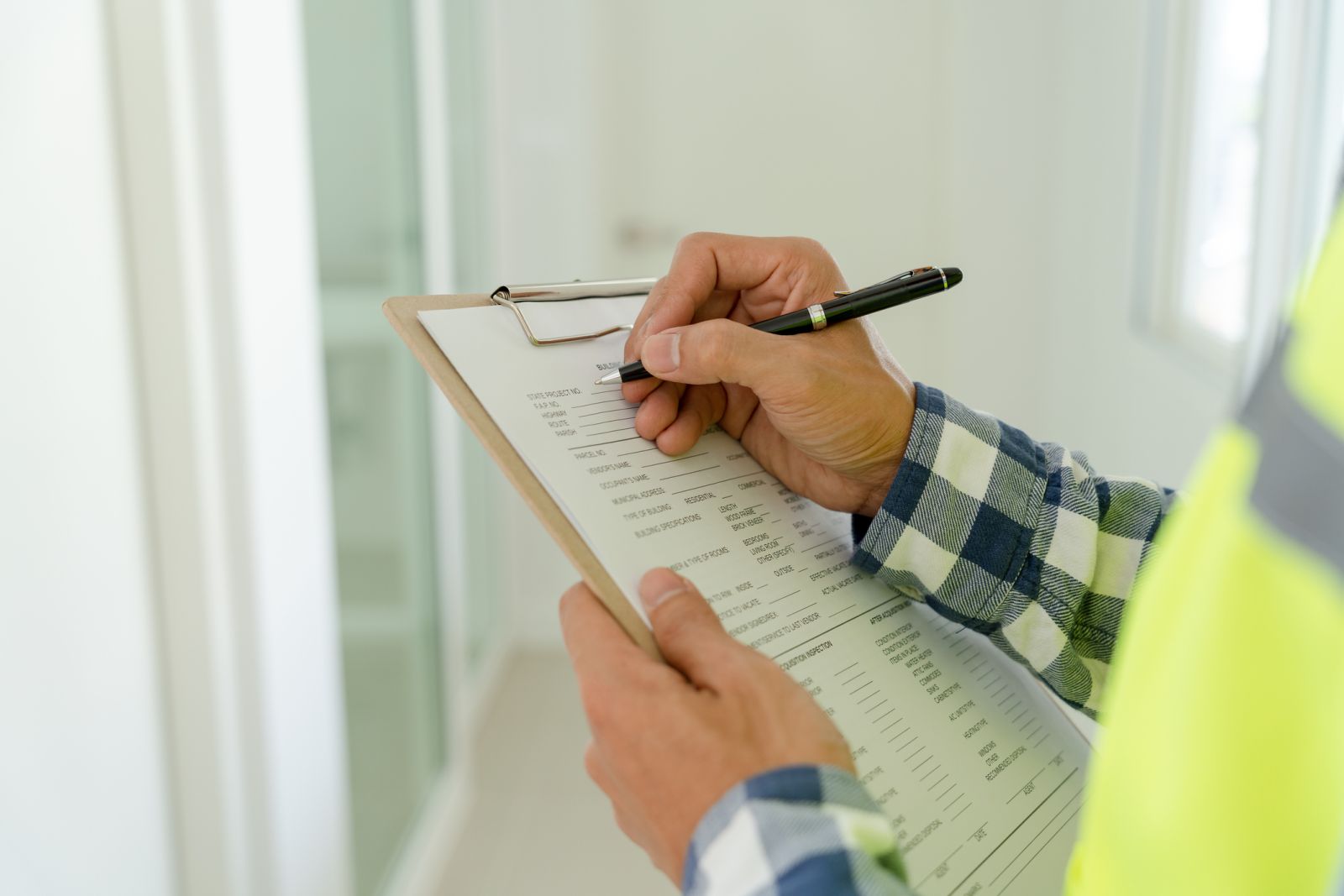 A person is carrying out an inspections by using a checklist