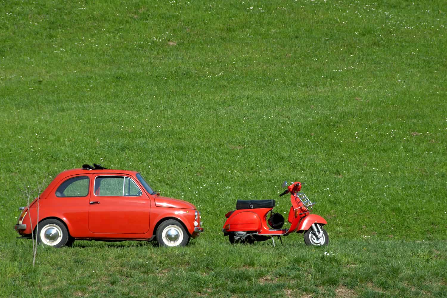 Vintage Italian car and bike.