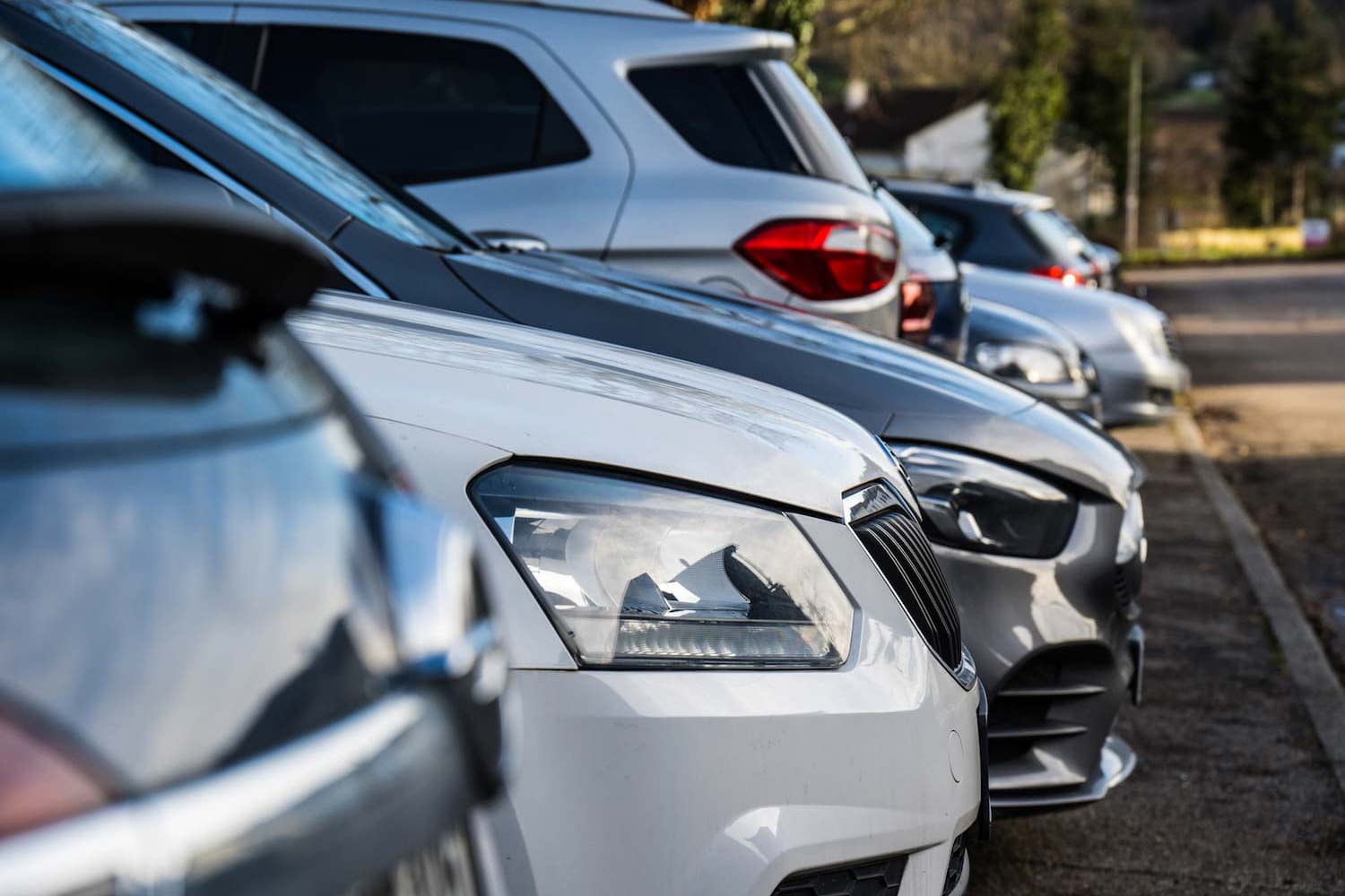 A row of parked cars
