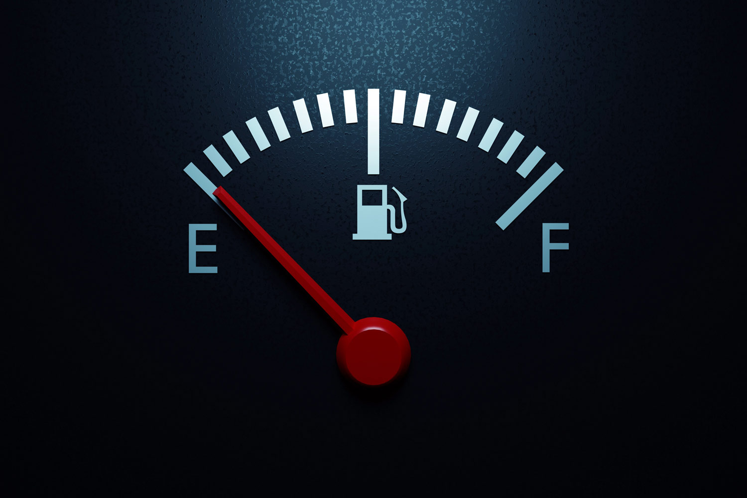 A closeup of a 3D render of a car fuel gauge.